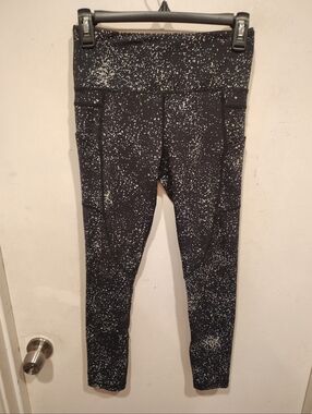 Zyia Active Black Speckled Reflective Light n Tight 7/8 High Rise Leggings Sz 4